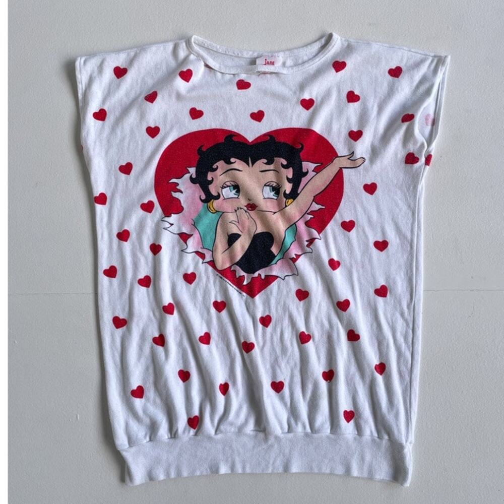 Vtg 80s BETTY BOOP Sleeveless AOP Womens Top / JANE COLBY / Sz M / Retro Cartoon